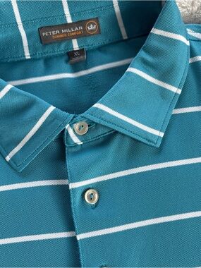Peter Millar Summer Comfort XL Polo Blue Shady Oaks Country Club Script READ